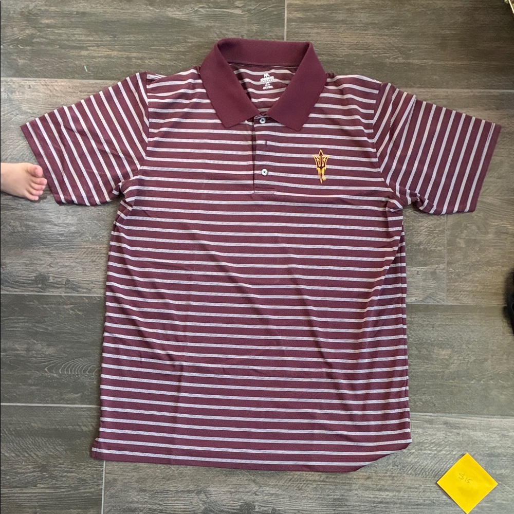 ASU Sun Devils Knights Apparel Burgundy and White Striped Polo size Large